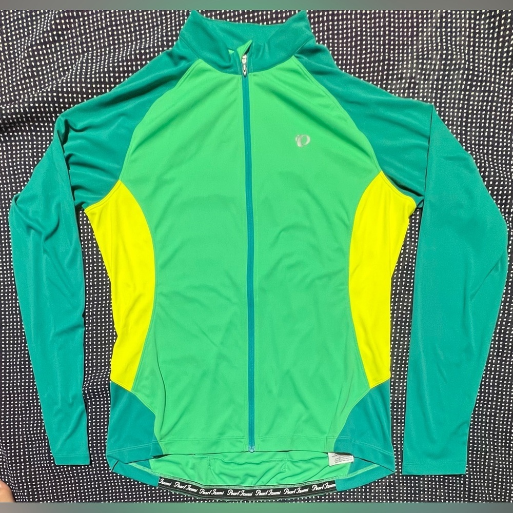 Pearl Izumi Green, Teal & Yellow Long-Sleeve Cycling Jersey